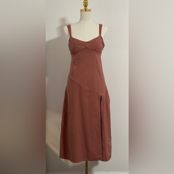 Midi Dress Size Large Sweetheart Neckline, Vented Skirt 100% Cotton SKU 9 - Picture 1 of 11